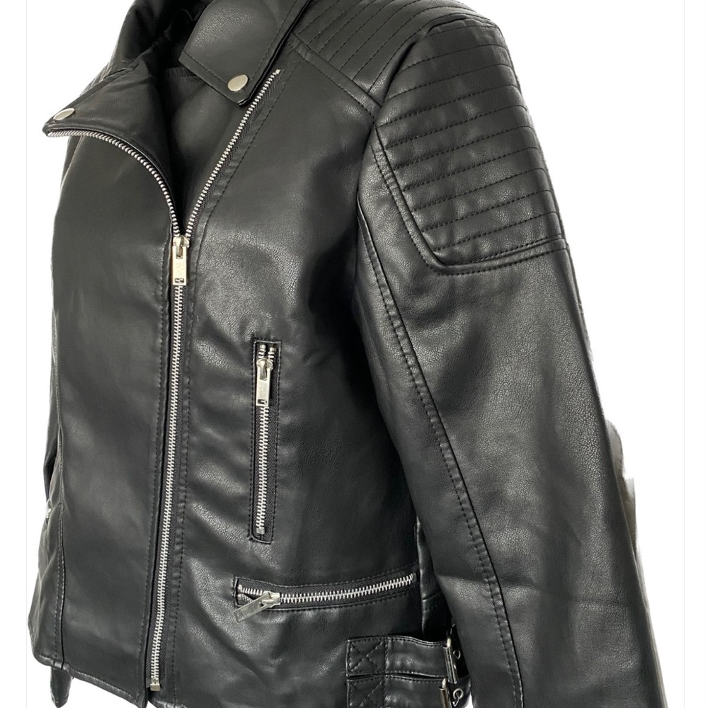 Shein BLK Vegan Leather Bomber Jacker, XL  Winter Sale - Picture 2 of 9